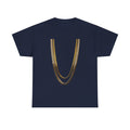 Gold Chain Graphic Tee — Black Shirt with Layered Necklace Design