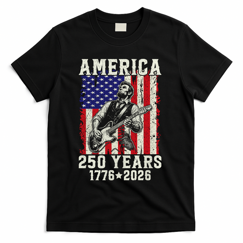 250th Anniversary Abraham Lincoln Guitar 250 Years Birthday T-Shirt - Black