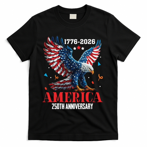 250 Anniversary USA Eagle 1776-2026 American Patriotic T-Shirt - Black