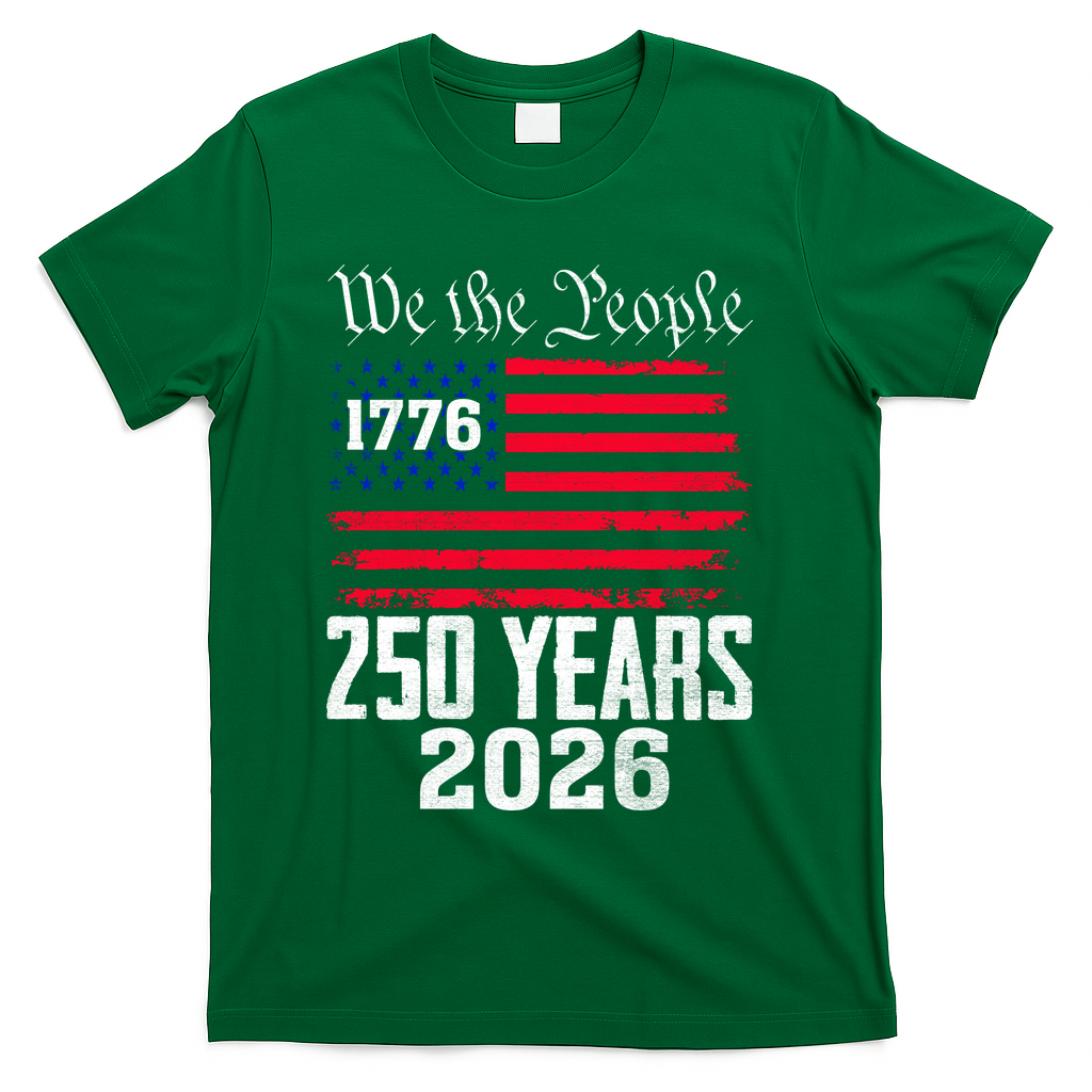 250 Years American 250th Anniversary USA T-Shirt - Green