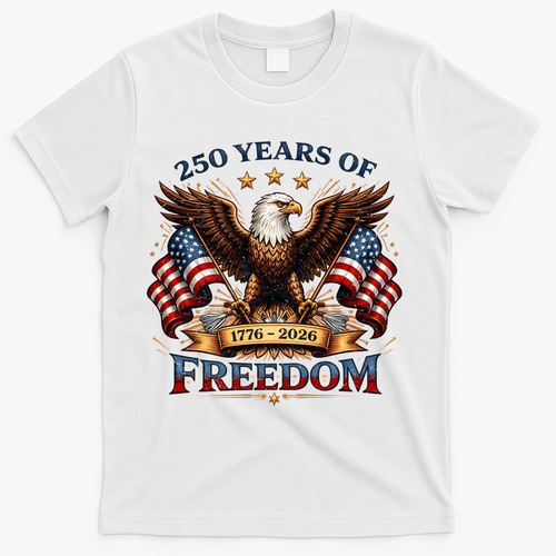 250 Years Of Freedom Eagle 1776 2026 America USA Anniversary  T-Shirt - White