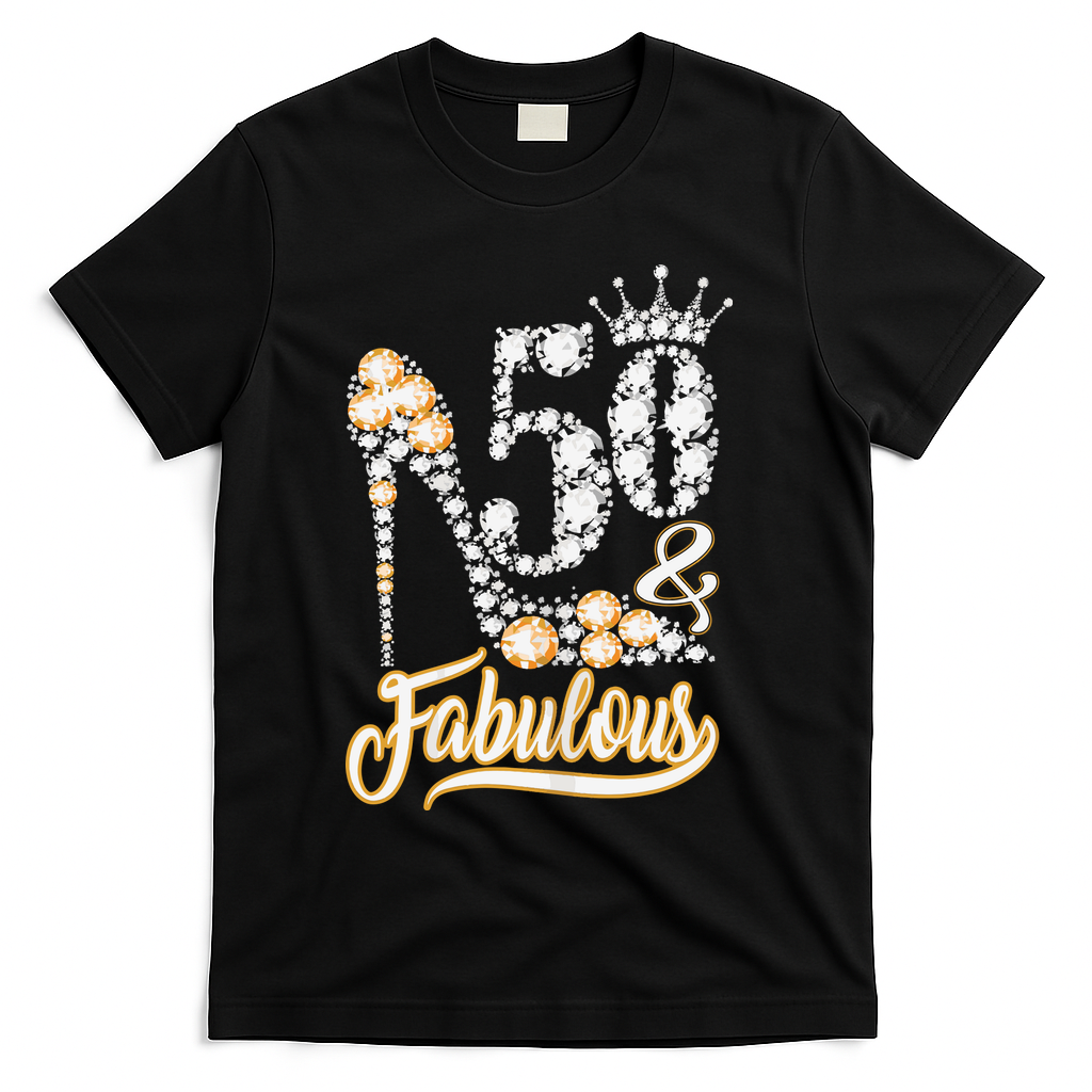 50 And Fabulous 50th Birthday Diamond Gift For Women T-Shirt - Black