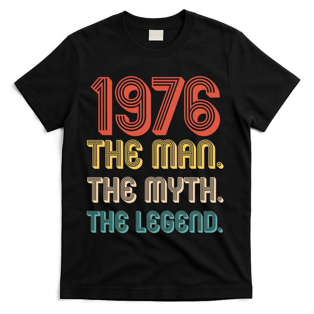 50th Birthday 1976 The Man Myth The Legend T-Shirt - Black