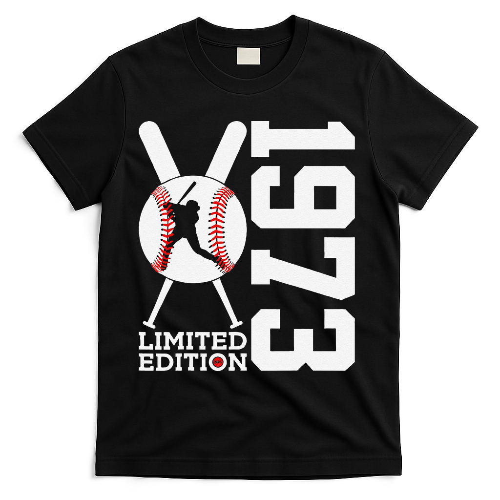 50th Birthday Baseball Limited Edition 1973 T-Shirt - Black