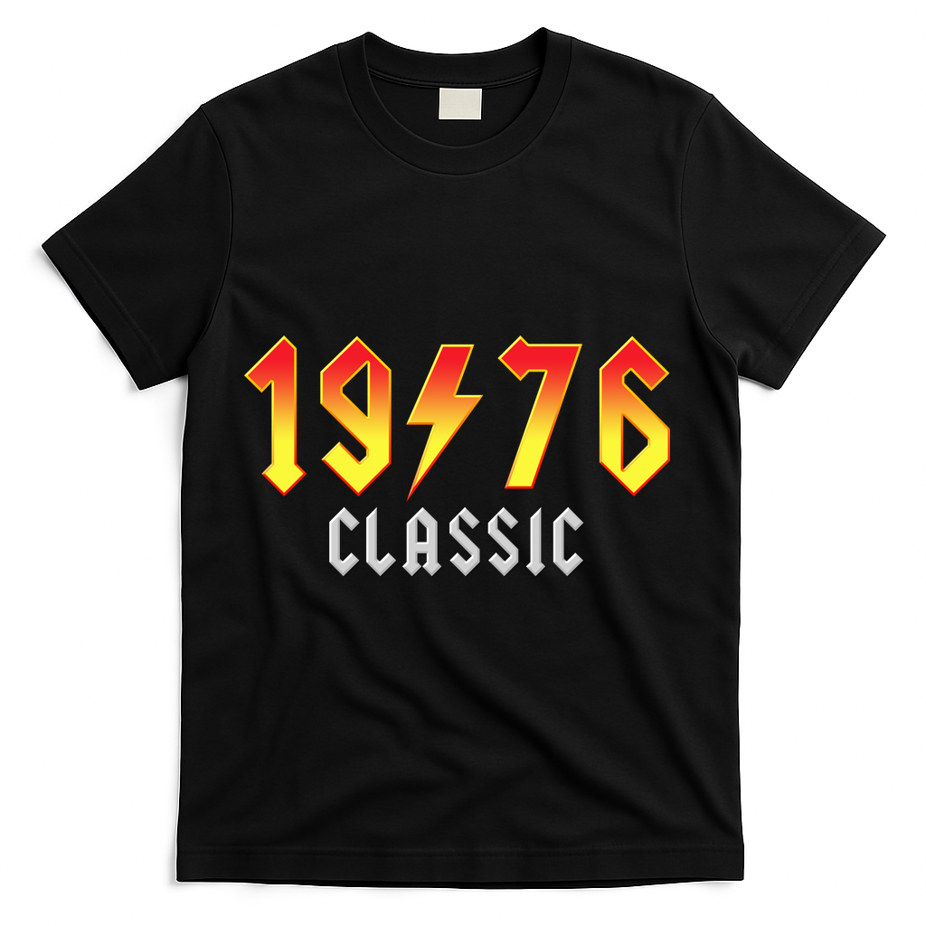 50th Birthday Classic 1976 Retro Rock Band T-Shirt - Black