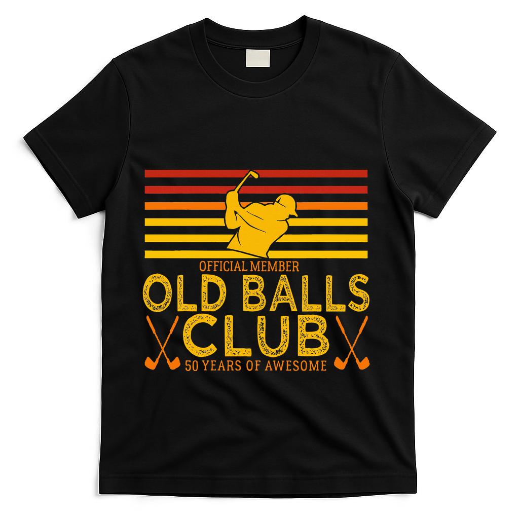 50th Birthday Funny Golf Old Balls Club Member T-Shirt - Black
