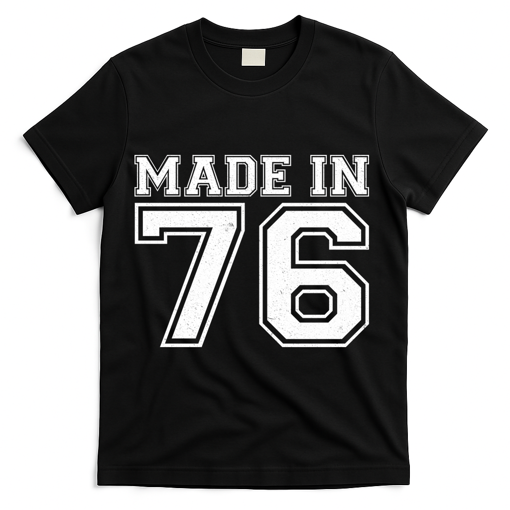 50 Birthday Made In 1976 Sports Jersey T-Shirt - Black