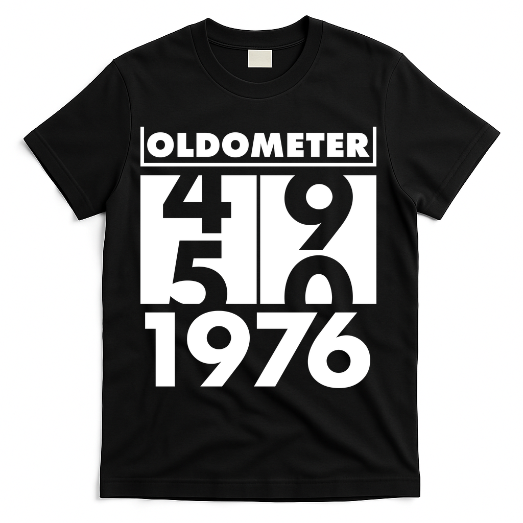 50th Birthday Oldometer 1976 T-Shirt - Black
