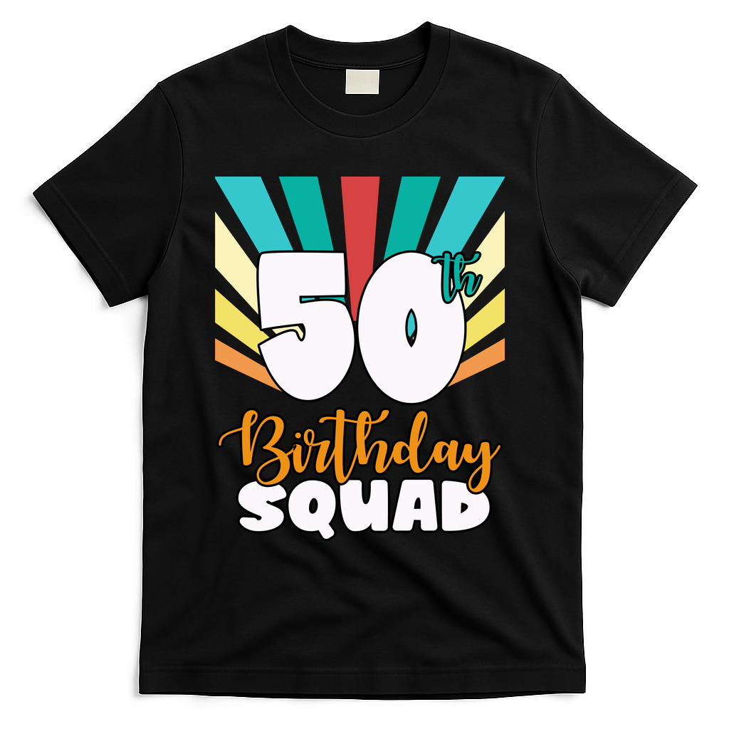 50th Birthday Squad 50 Years Old T-Shirt - Black