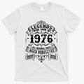 50th Birthday Vintage Scroll Border Legends Were Born Age Perfectly 1976 T-Shirt - White