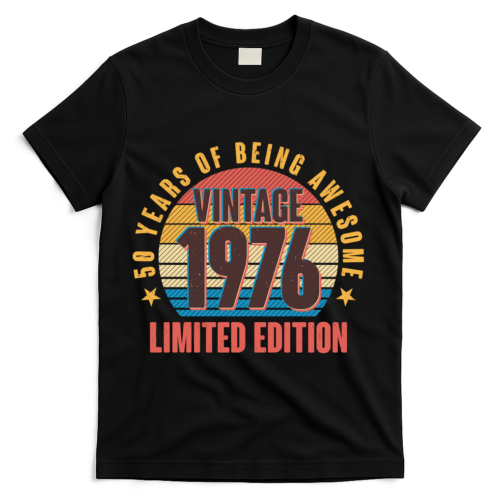 50th Birthday Vintage 1976 50 Years Of Being Awesome Limited Edition  T-Shirt - Black