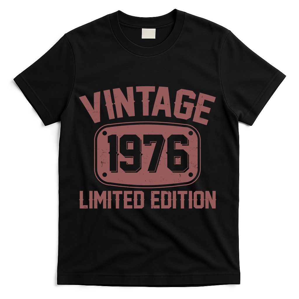 50th Birthday Vintage 1976 Limited Edition Birthday Metal Plate  T-Shirt - Black
