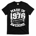 50th Birthday Vintage Crown Made In 1976 50 Years Of Being Awesome T-Shirt - Black