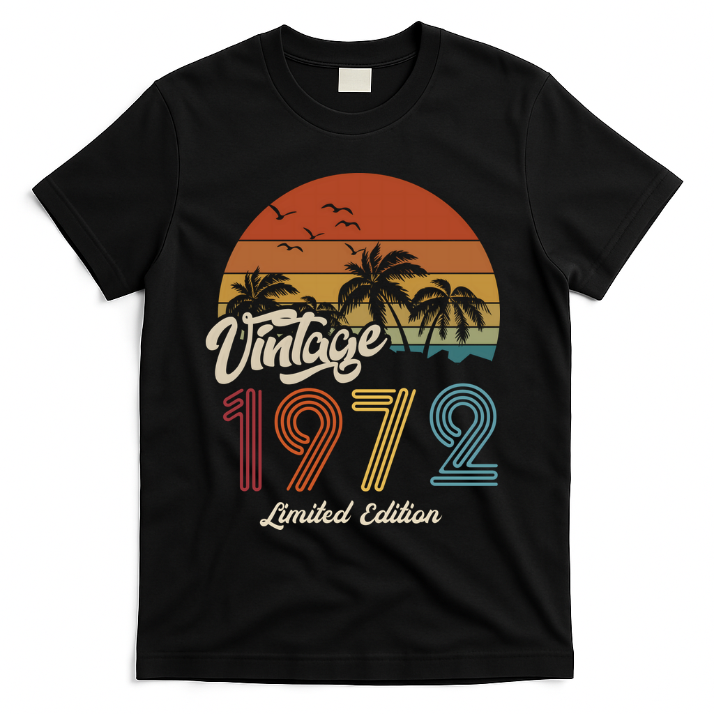 51st Birthday Vintage Limited Edition 1972 T-Shirt - Black