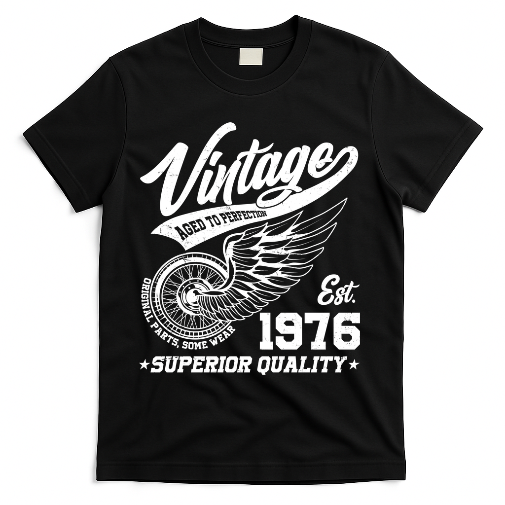 50th Birthday Vintage Age To Perfection EST 1976 Superior Quality T-Shirt - Black