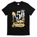 50 & Fabulous 50 Years Old 50th Birthday Diamond Crown Shoes T-Shirt - Black
