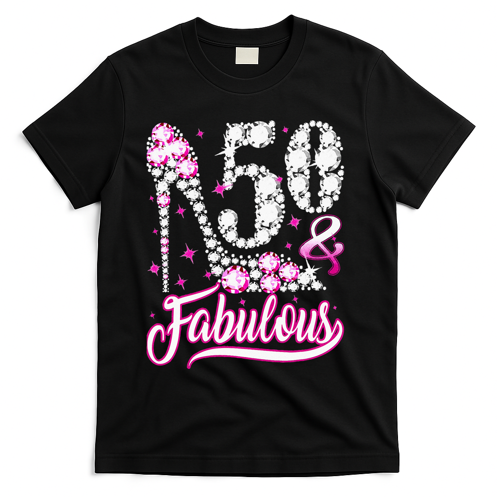 50 Years Old Gifts 50 & Fabulous 50th Birthday Pink Diamond T-Shirt - Black