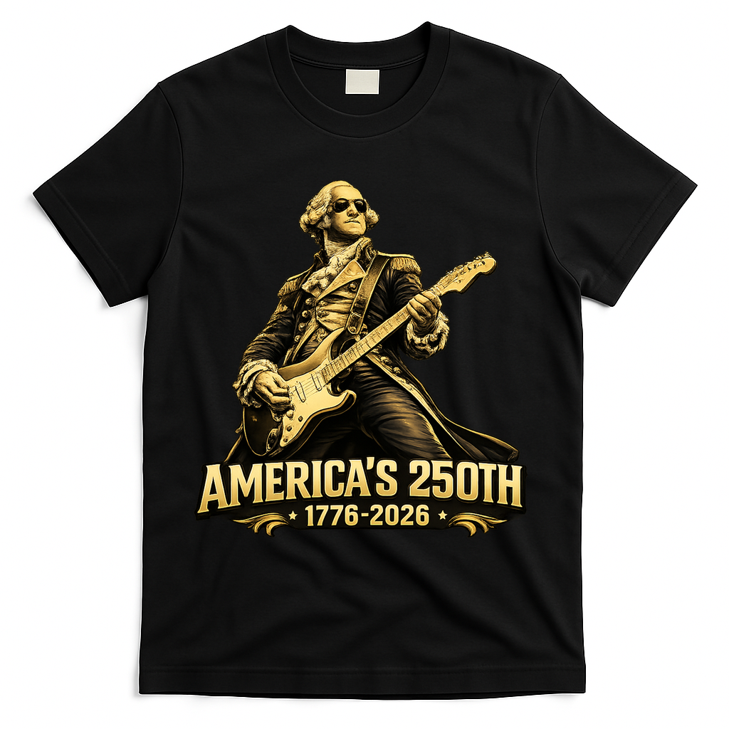 America's 250th Anniversary George Washington Rocker T-Shirt - Black