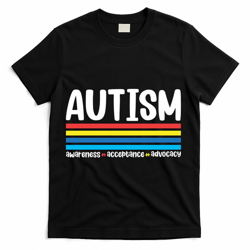 Autism Awareness Acceptance Inspirational T-Shirt - Black