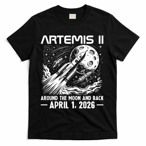 Artemis II Around The Moon And Back 2026 T-Shirt - Black