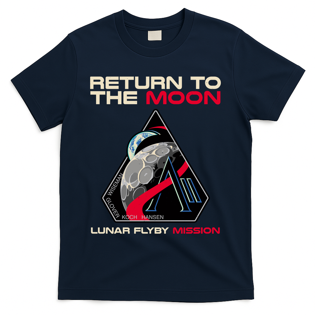 Artemis II Return To The Moon Lunar Flyby Mission 2026 T-Shirt - Navy
