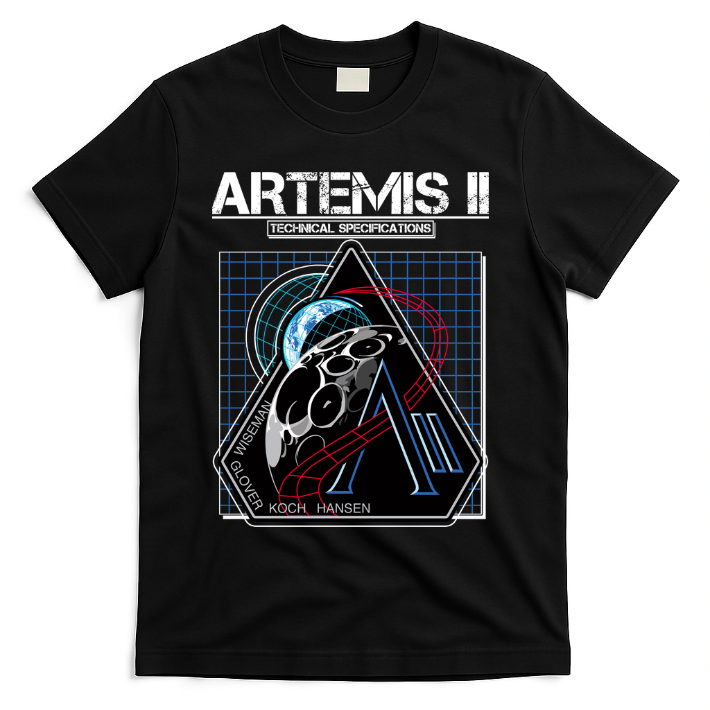 Artemis II Technical Specifications T-Shirt - Black