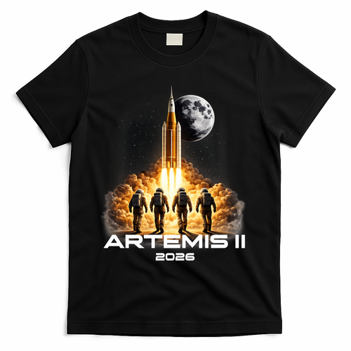 Artemis Launch To The Moon Astronaut Explorer T-Shirt - Black