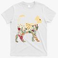 Boho Cat Plants Nature Trees Wild Flowers Graphic T-Shirt - White