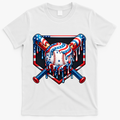 Baseball Drip American Flag 4th Of July T-Shirt - White