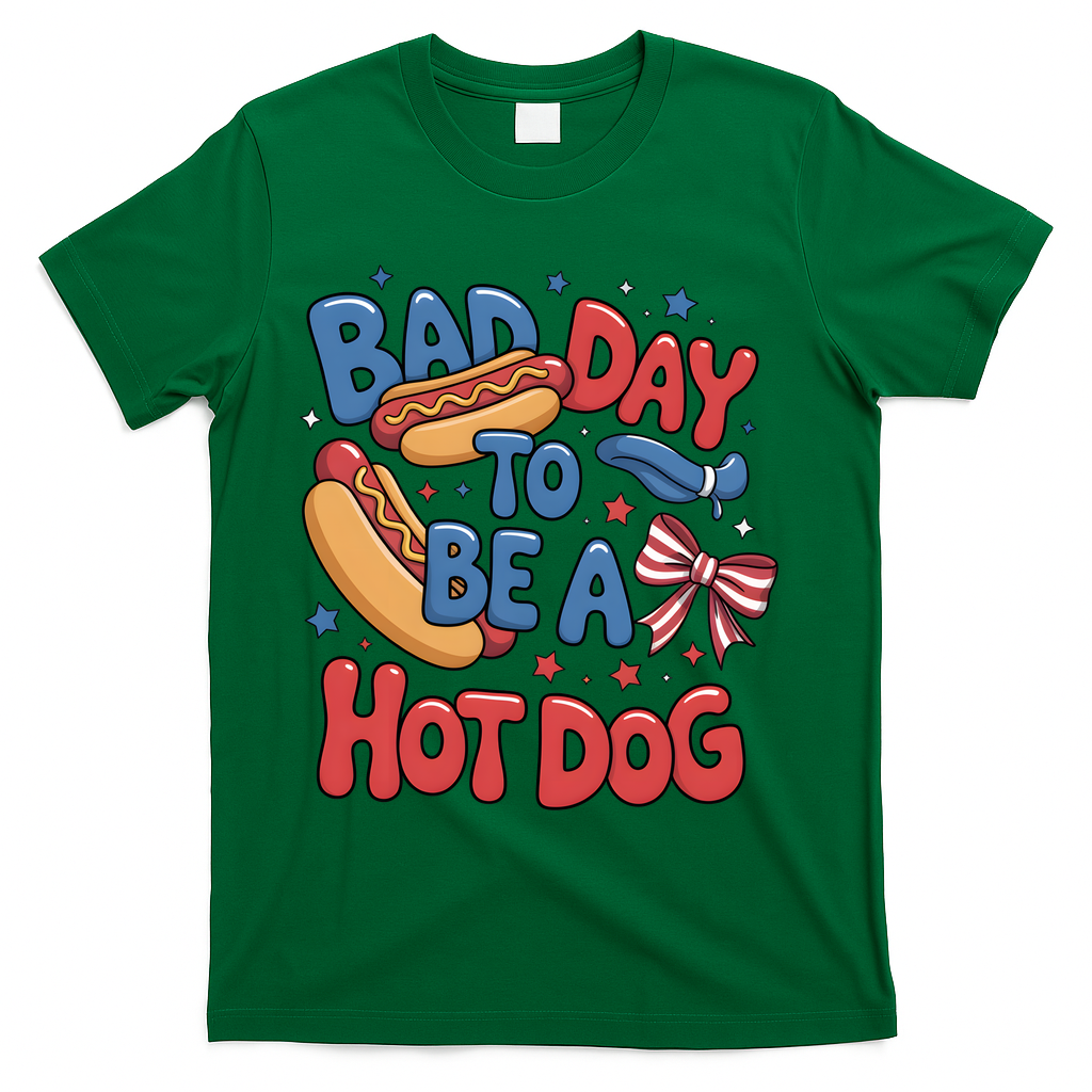 Bad Day To Be A Hot Dog 4th Of July  T-Shirt - Green