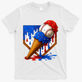 Baseball Ice Cream Drip USA 4th Of July T-Shirt - White