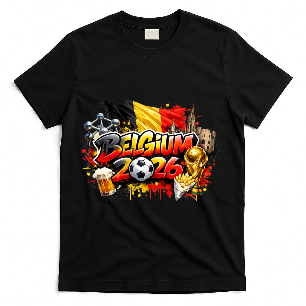 BELGIUM North America Soccer Tournament 2026 T-Shirt - Black