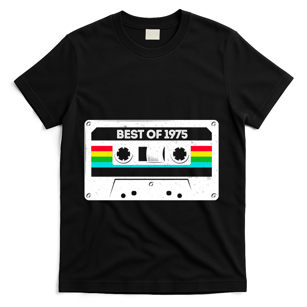 Best Of 1975 Retro 50th Birthday Mixtape T-Shirt - Black
