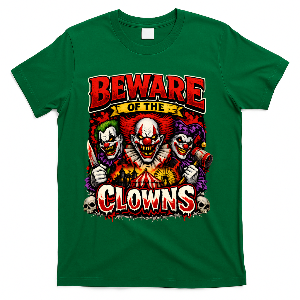 Beware Of The Clowns T-Shirt - Green
