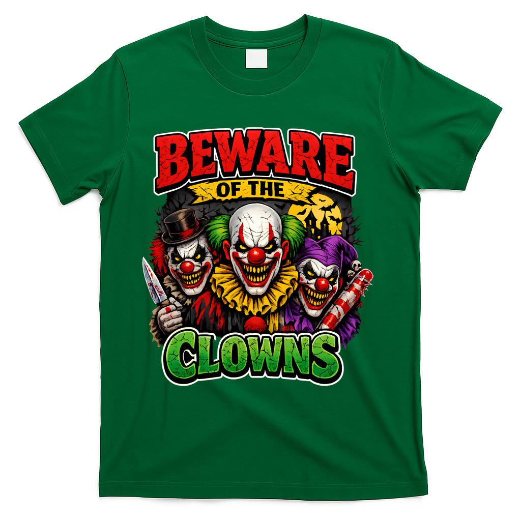 Beware Of The Creepy Clowns Attacks T-Shirt - Green