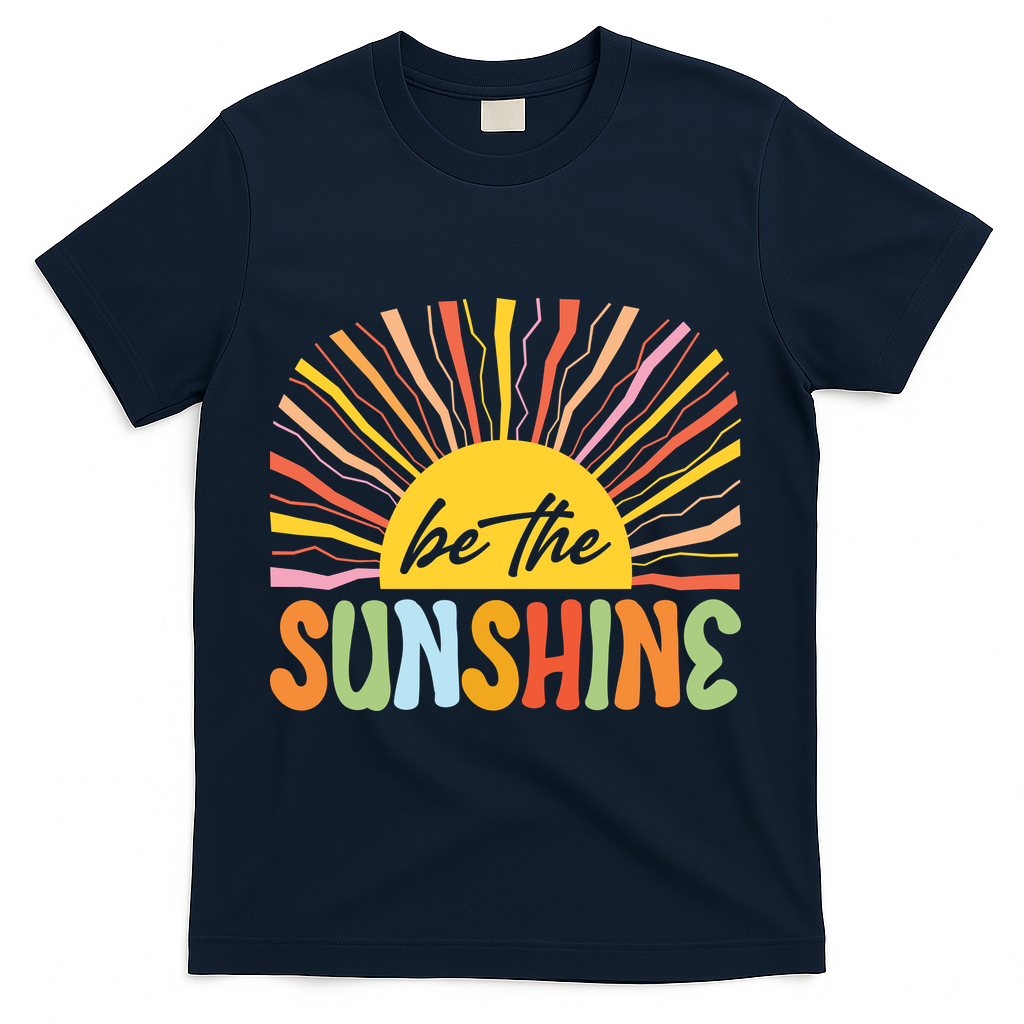 Be The Sunshine Vintage Summer Beach Life T-Shirt - Navy