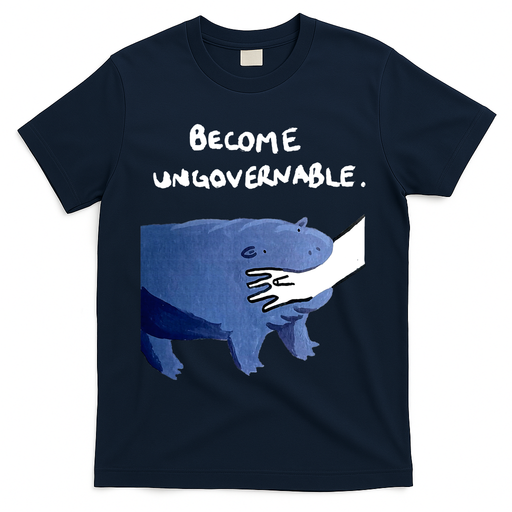 Become Ungovernable Baby Hippo Moo Deng T-Shirt - Navy