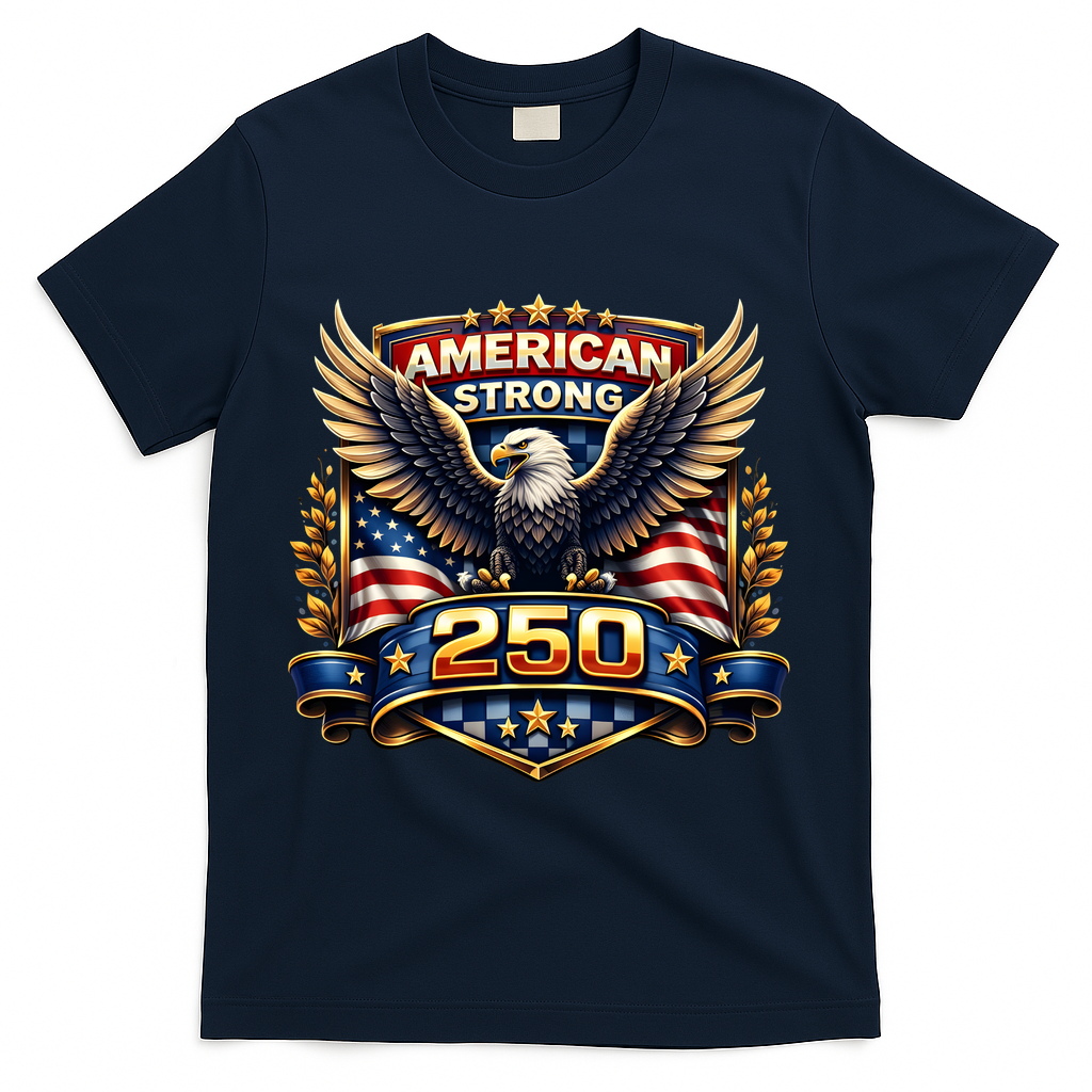 Celebrate America 250th Birthday American Strong 250 Eagle Emblem T-Shirt - Navy