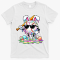 Cool Baseball Drip Bunny Rabbit Easter T-Shirt - White