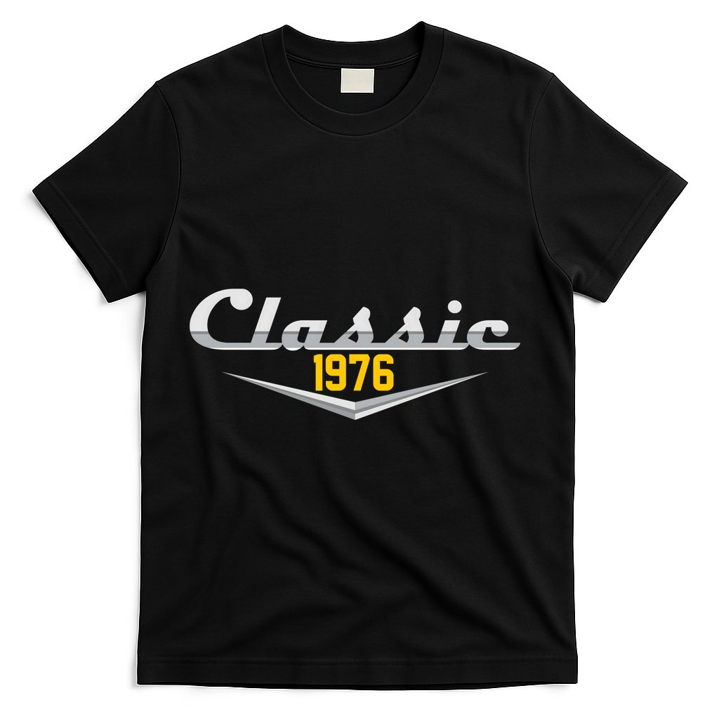 Classic Car Emblem 1976 50th Birthday T-Shirt - Black