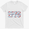 Cute Floral Flower Varsity Style 1776 America USA  T-Shirt - White