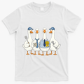Cute Funny Father's Day Goose Group T-Shirt - White