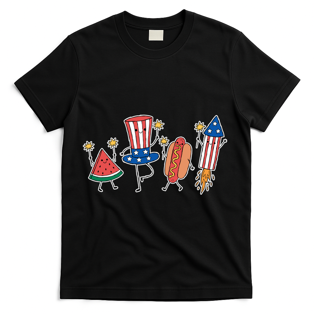 Cute Fourth Of July Summer Fun Group T-Shirt - Black