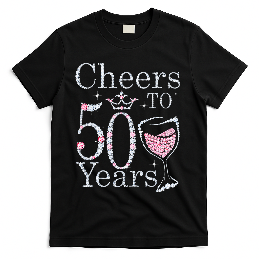 Cheers To 50 Years 1972 50Th Birthday Gift For Womens T-Shirt - Black