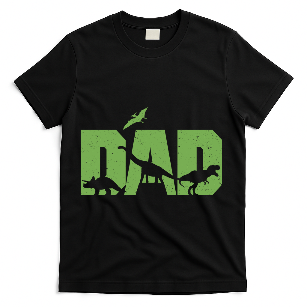 Dinosaur Dad Father's Day T-Shirt - Black