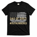 Dad Of Girls Outnumbered American Flag T-Shirt - Black