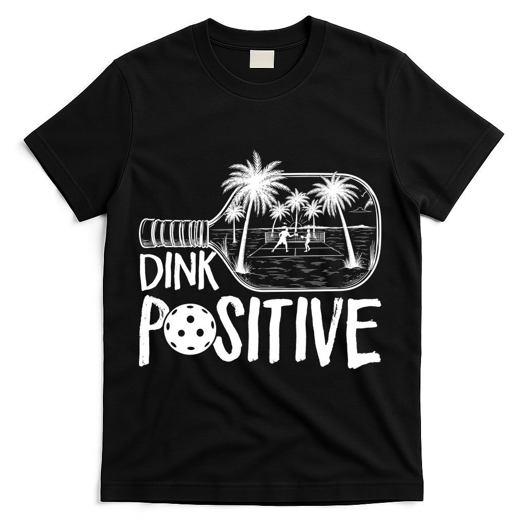 Dink Positive Tropical Pickleball T-Shirt - Black