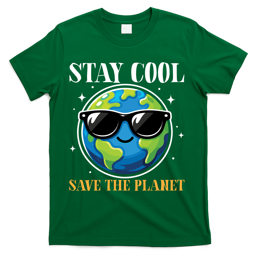 Earth Day Stay Cool Save The Planet T-Shirt - Green