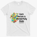 Each Person Is Wonderfully Made Christian Autism T-Shirt - White