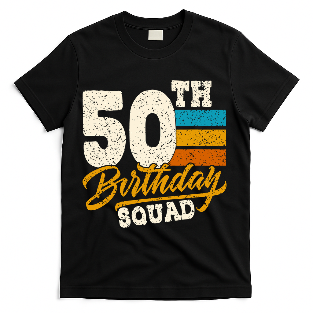 Funny 50th Birthday Squad Group Vintage Retro T-Shirt - Black